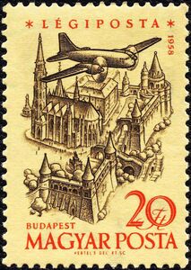 Airliner over Mathias Church, Budapest