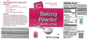 Food Label: Baking Powder (ALDI, Inc, United States of America(Aldi ...