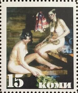 Russian bath in painting
