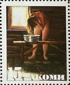 Russian bath in painting