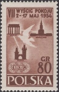 Emblem,Characteristic buildings of Warsaw, Berlin and Prague