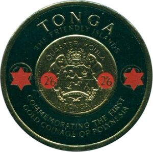 Deep Green on Gold - Surcharged in Red