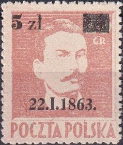 Romuald Traugutt surcharge 5zł on 25gr