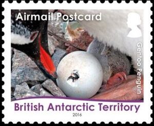 Stamp: Gentoo Penguin (Pygoscelis papua): Egg Hatching (British
