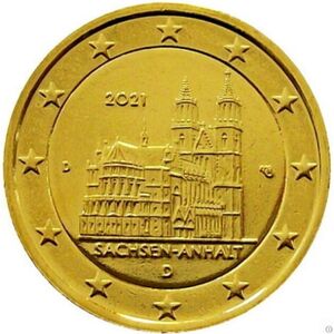 2 Euro (Saxony-Anhalt - Magdeburg cathedral. Gilded)