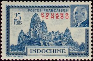 Angkor Wat and Philippe Pétain (1856-1951) overprint