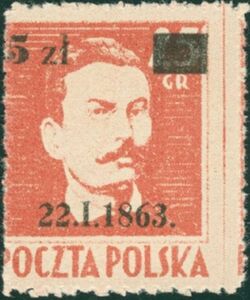 Romuald Traugutt surcharge 5zł on 25gr