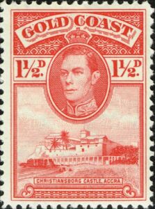 Stamp: King George VI and Christiansborg Castle (Gold Coast(King George ...