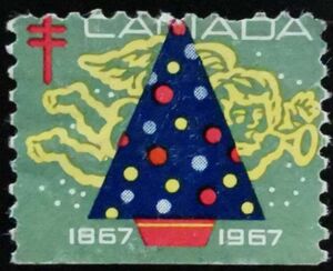 Tree and gold angel. green background