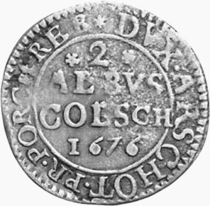 Coin 2 Albus (German States(Arenberg (16741681 Karl Eugen)) WCCkm5
