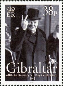 Winston Churchill giving Victory Salute