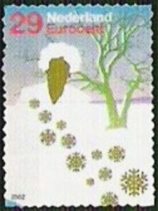 Woman, Tree and Snowflakes