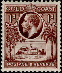 Stamp: King George V and Christiansborg Castle (Gold Coast(King George ...