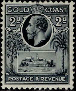Stamp: King George V and Christiansborg Castle (Gold Coast(King George ...