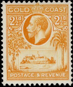 Stamp: King George V and Christiansborg Castle (Gold Coast(King George ...