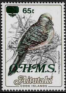 Peaceful Dove (Geopelia striata), overprinted O.H.M.S.