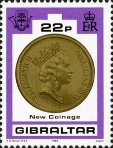 One Pound Coin (obverse side), Maklouf Head Queen Elizabeth