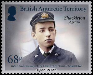 Stamp: Sir Ernest Shackleton, Age 18 (British Antarctic Territory (BAT ...