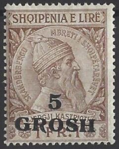 Skanderbeg issue overprinted with Turkish Value