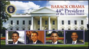 Stamp: Barack Obama - 44th President of the United States (Nevis(Barack ...