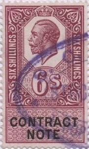 Stamp: Contract Note King George V 6/- (United Kingdom: Revenue Stamps ...