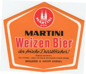 Drink Label Martini Weizen Bier Martini Brauerei Germany Federal