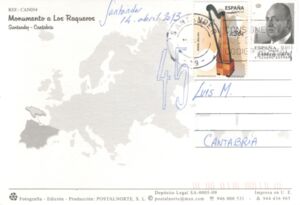 Santander. Monumento a Los Raqueros junto a la bahía