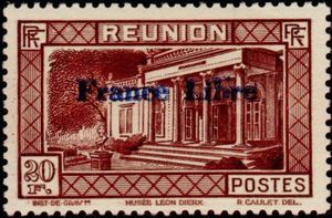 Saint-Denis: Museum Leon Dierx overprinted France Libre