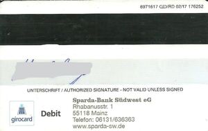 Bank Card: Sparda-Bank - BankCard ec (Sparda-Bank Südwest eG, Germany ...