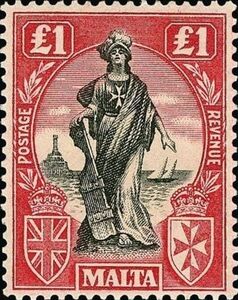 Stamp: Melita holding rudder (Malta(Definitives 1922-1926: Melita