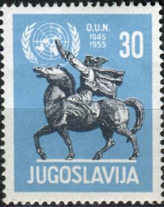 Peace monument in front of UN building New York