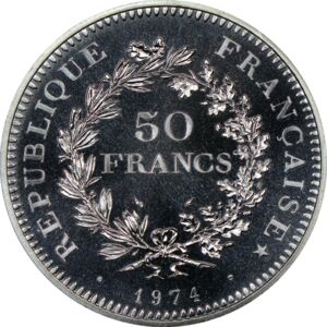 Coin: 50 Francs (Hercules Group - legend starts at hand height