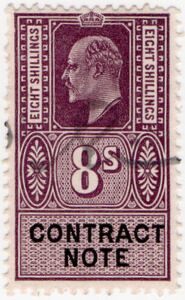 Stamp: Contract Note Edward VII 8/- (United Kingdom: Revenue Stamps ...