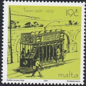 Tram past the Wignacourt Aqueduct (St Venera)