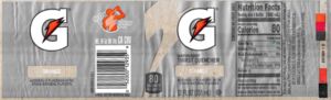 Etiqueta de bebida: Gatorade Orange Thirst Quencher (Gatorade Co ...