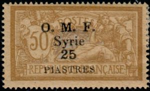 Type Merson overprinted and Syrian surcharge