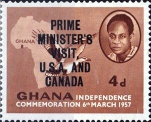 Stamp: Kwame Nkrumah (1909-1972), Prime Minister, Vulture, Map (Ghana ...