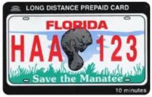 Phonecard: Florida 'Save The Manatee' License Plate (Panther Precious