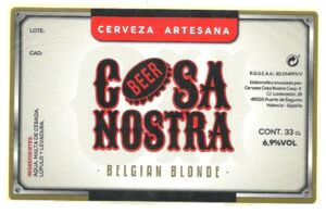 Etiquettes De Boissons Cosa Nostra Belgian Blonde Cervesa Cosa Nostra 