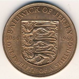 bailiwick of jersey one twelfth of a shilling coin 1966