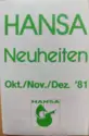 Various: Hansa Neuheiten Okt./Nov./Dez. '81