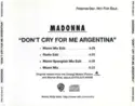 Madonna: Don't Cry For Me Argentina