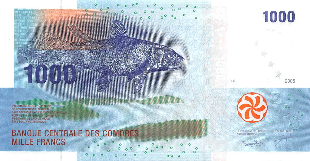 Comoros: 1,000 Francs, 2005 : US$ 8.60 from Collectorshop-nu ...