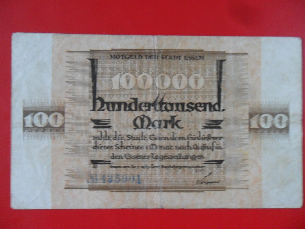 Rheinland: 100,000 Mark, 1923 : US$ 7.65 from ivanmiljko : Banknotes ...