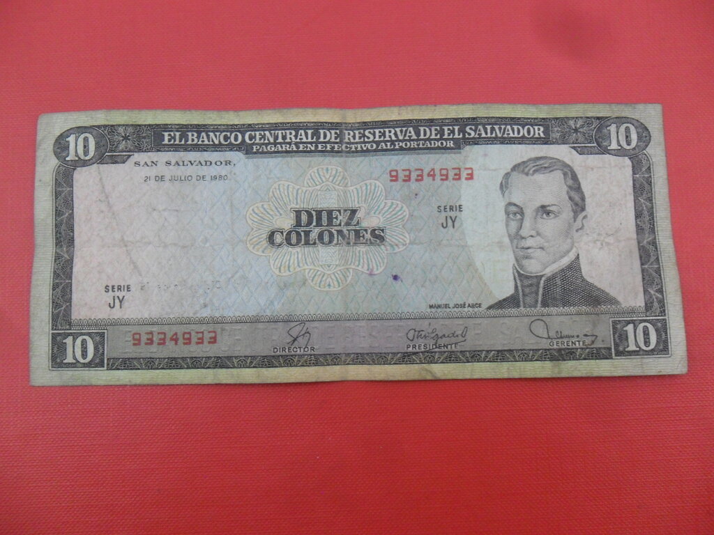El Salvador: 10 Colones, 1980 : US$ 46.89 from ivanmiljko : Banknotes ...