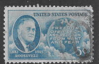 Roosevelt, Map of Western Hemisphere and Four Freedoms