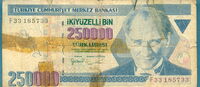 250,000 Turkish Lira