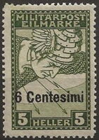 Merkur with overprint in Centesimi