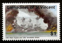 U.S.S. "West Virginia" and "Tennessee" Battleships Ablaze