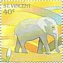 African elephant facing right